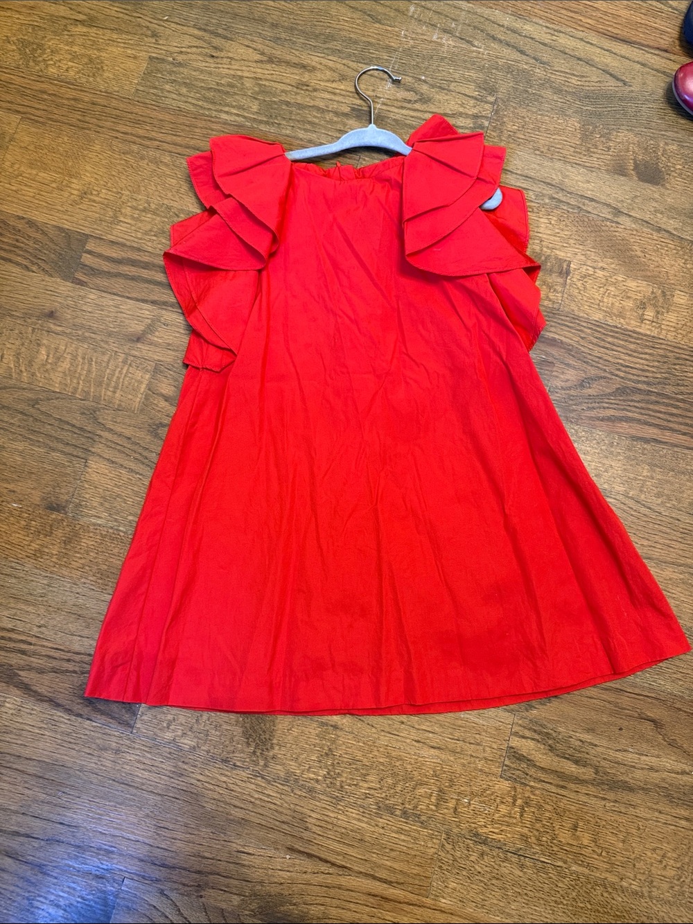Jacadi Red Ruffle Shoulder Dress